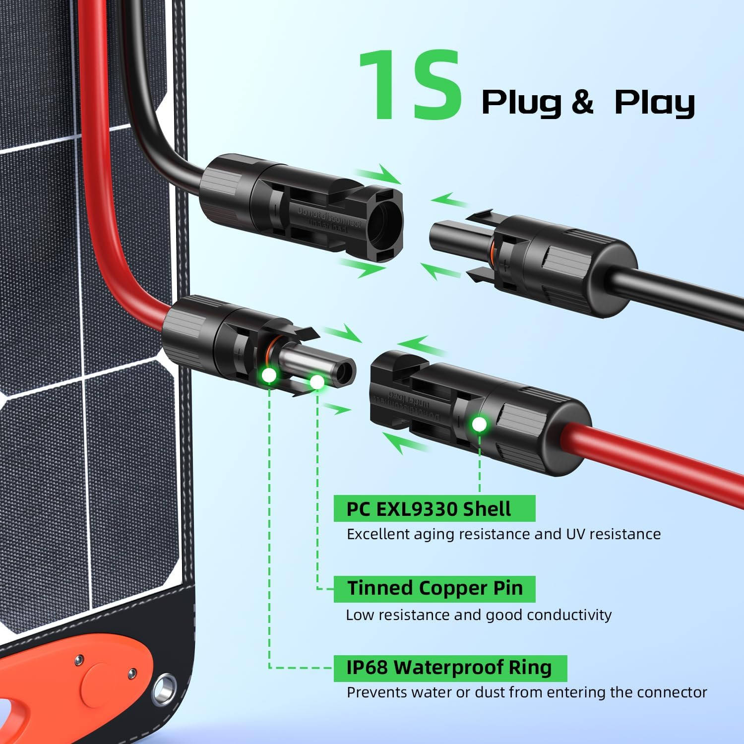 Solar to XT60 Charge Extension Cable 12AWG 20Ft Solar Connector to XT60 Adapter