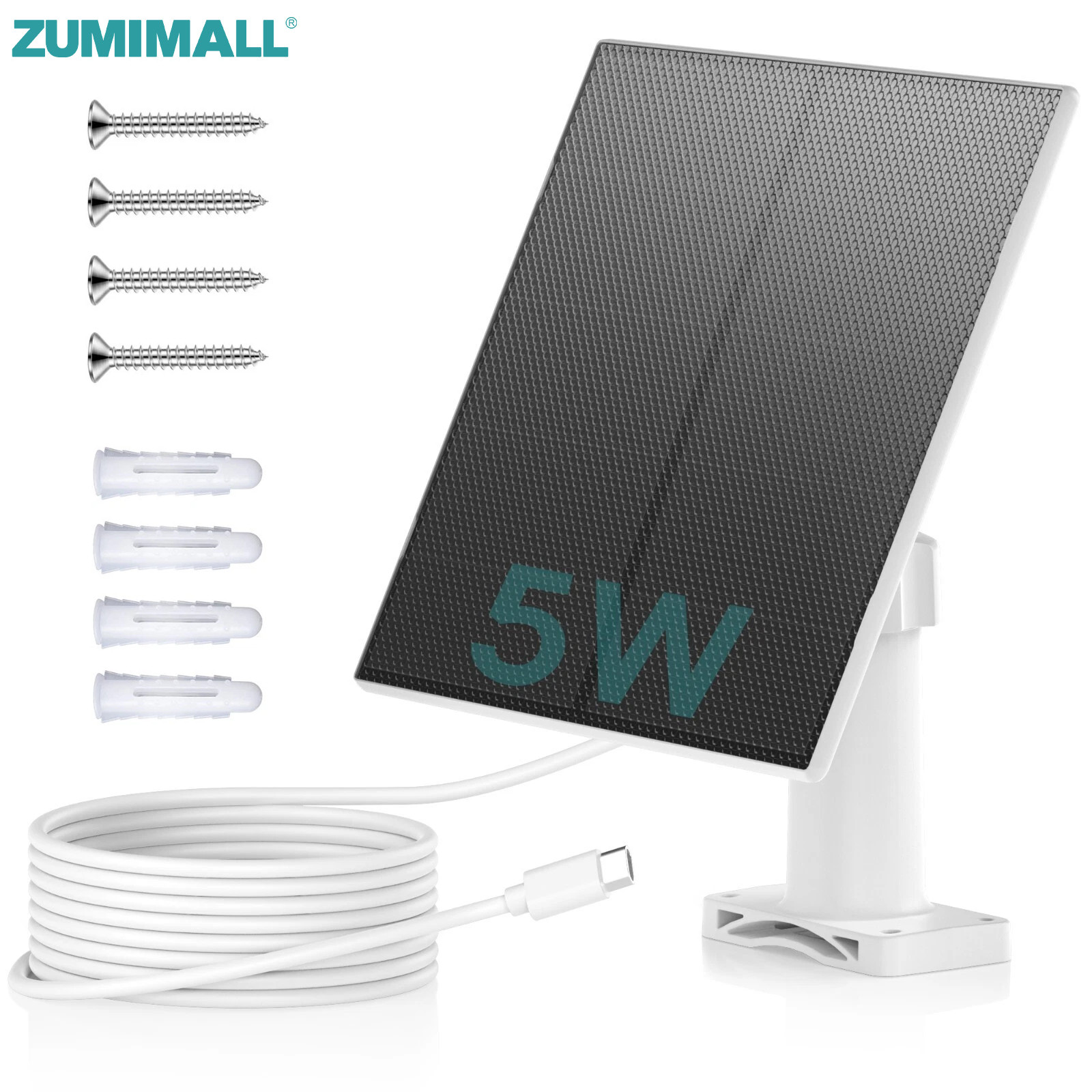 ZUMIMALL 5W Solar Panel for Security Camera Type C Port -1 Kit（No Camera）