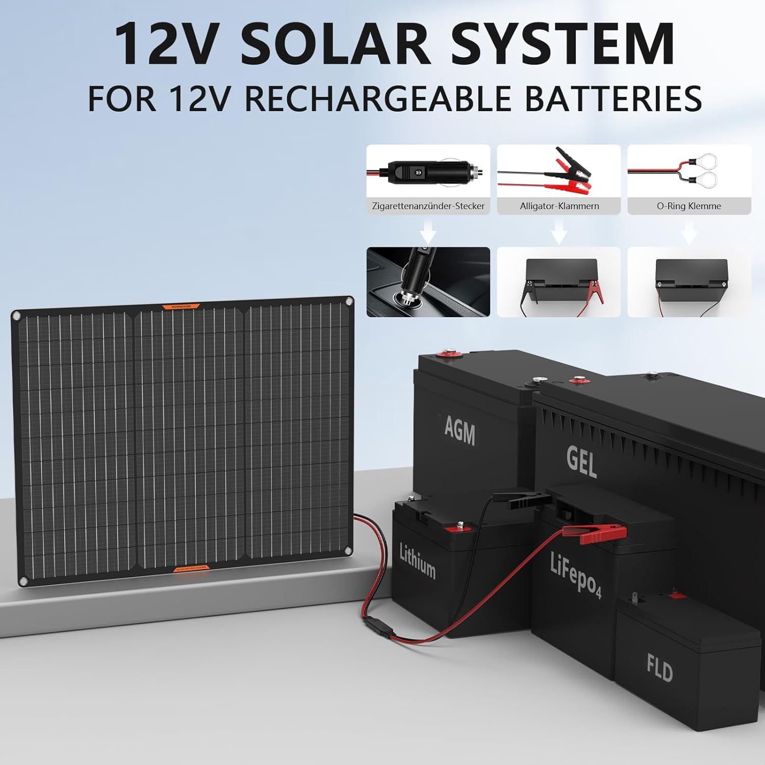 Solar Panel 50W 12V Solar Car Battery Charger Maintainer Portable Waterproof Pow