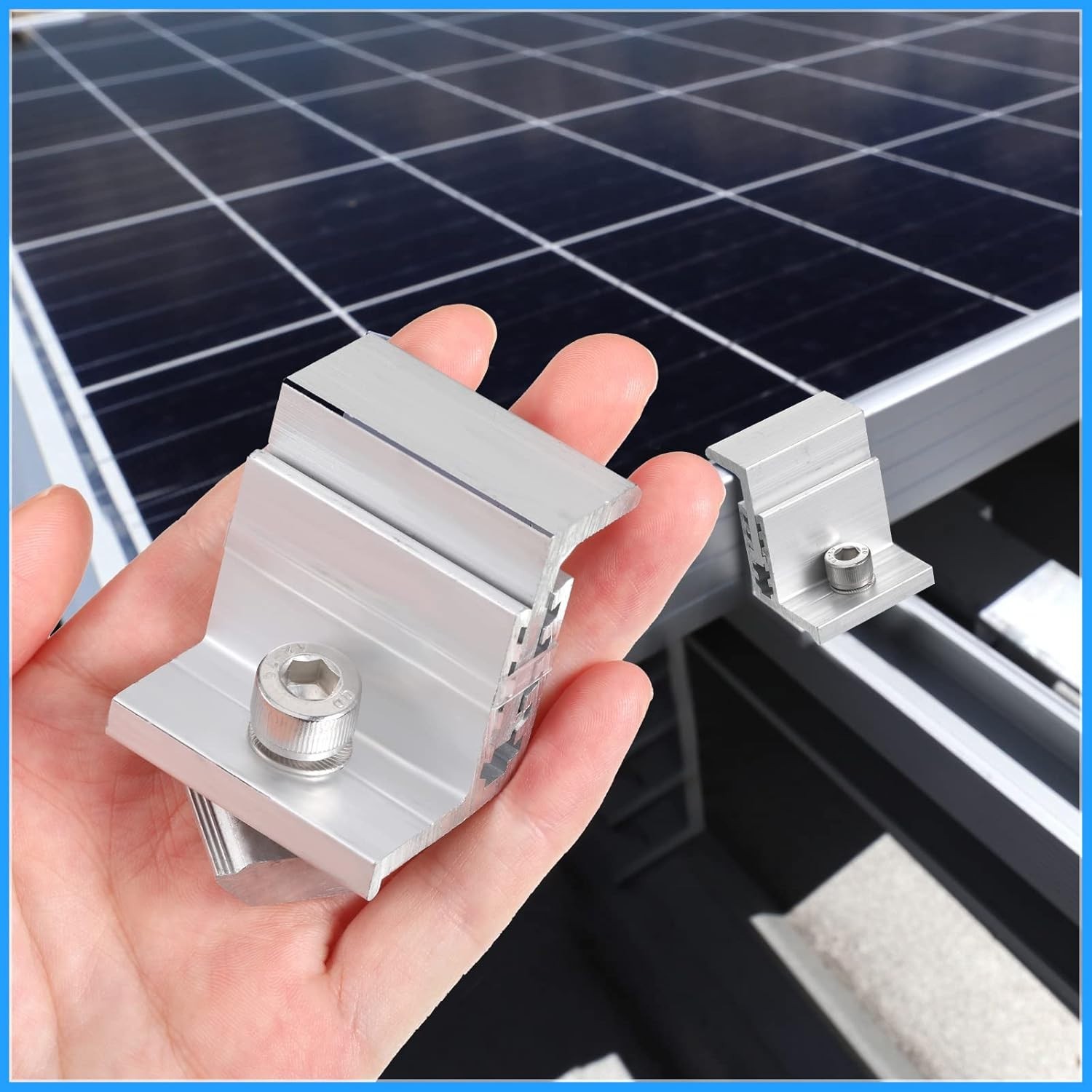 10 Adjustable Aluminum Solar Panel End Clamps – Rust Resistant Z Bracket Design
