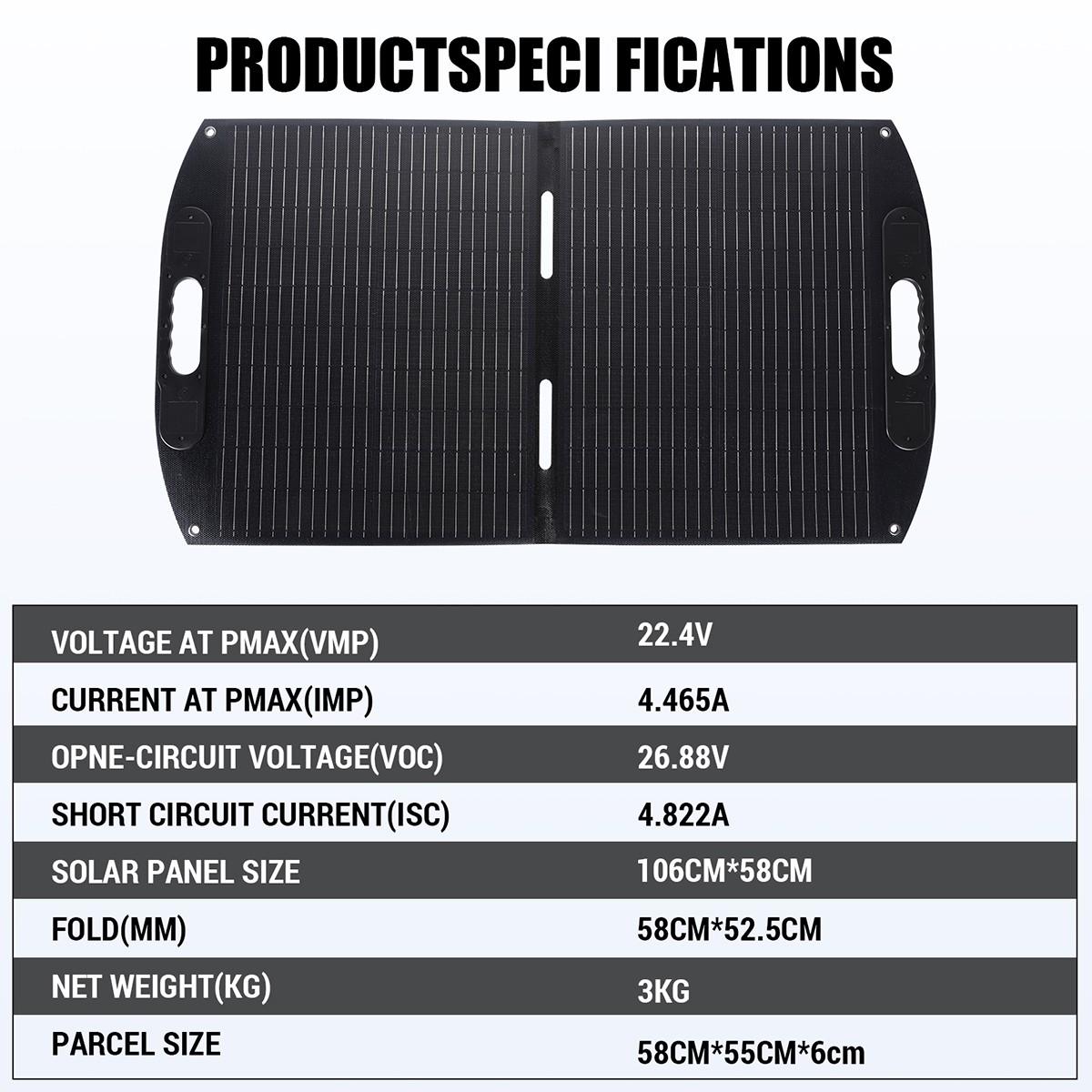 Bifacial 100W Foldable Portable Solar Panel High-Efficiency IP68 for Cmaping RVs
