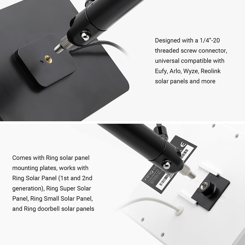 Holicfun Universal Solar Panel Pole Mount for Ring, Eufy, Arlo, Wyze, Reolink So