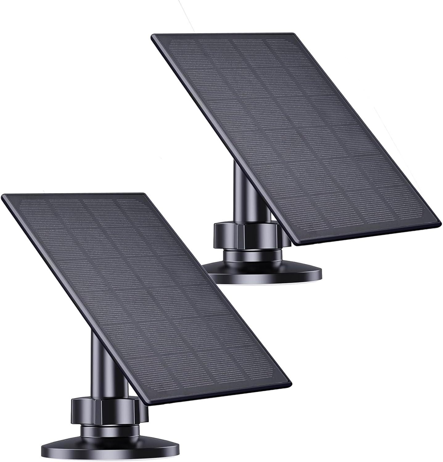 Solar Panel for Security Camera, 2W Solar Charger with Micro USB & USB-C Port fo