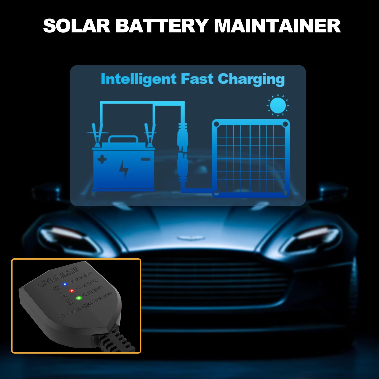 12W Solar Car Battery Charger & Maintainer – Waterproof 12V Trickle Panel