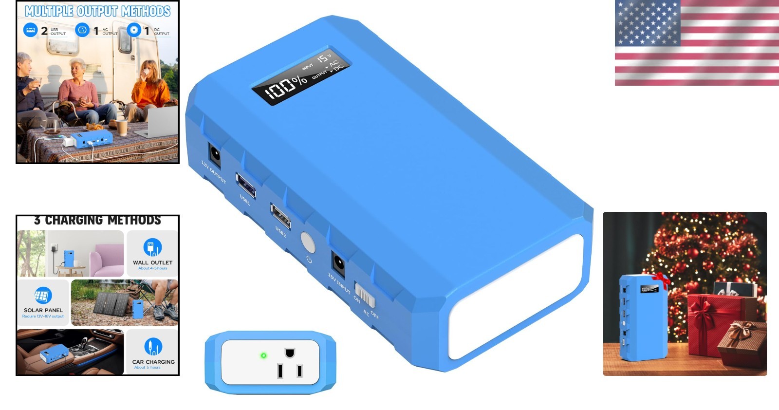 Portable Power Station 24000mAh 88.8Wh Solar Charger w/ AC Outlet
