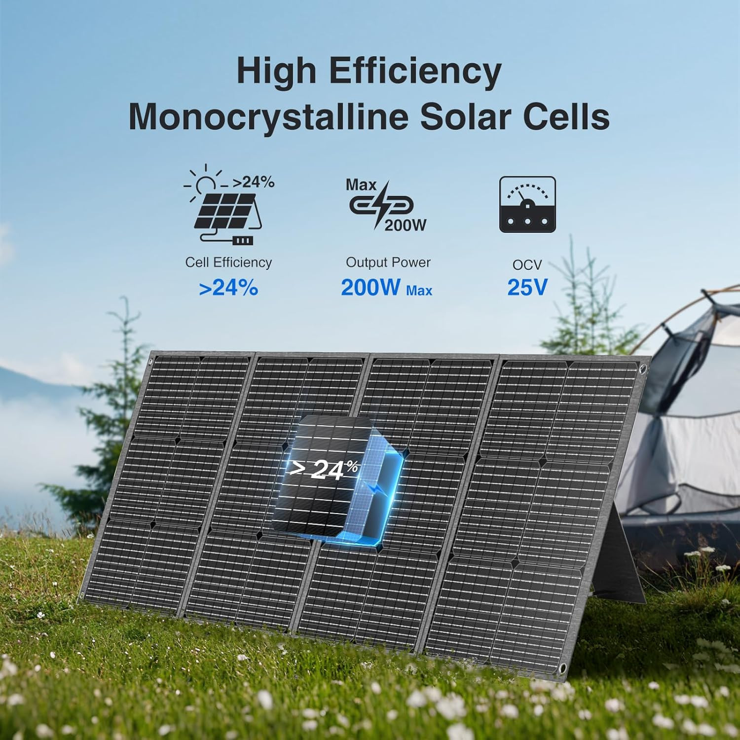 200W Portable Solar Panel for Power Station IP68 Waterproof 200 Watt Foldable So