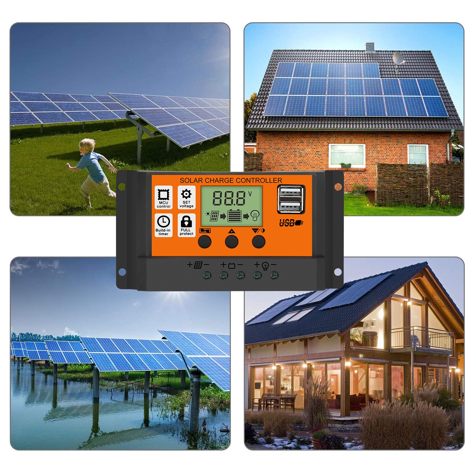 100A MPPT Solar Panel Regulator Charge Controller Auto Focus Tracking 12/24V