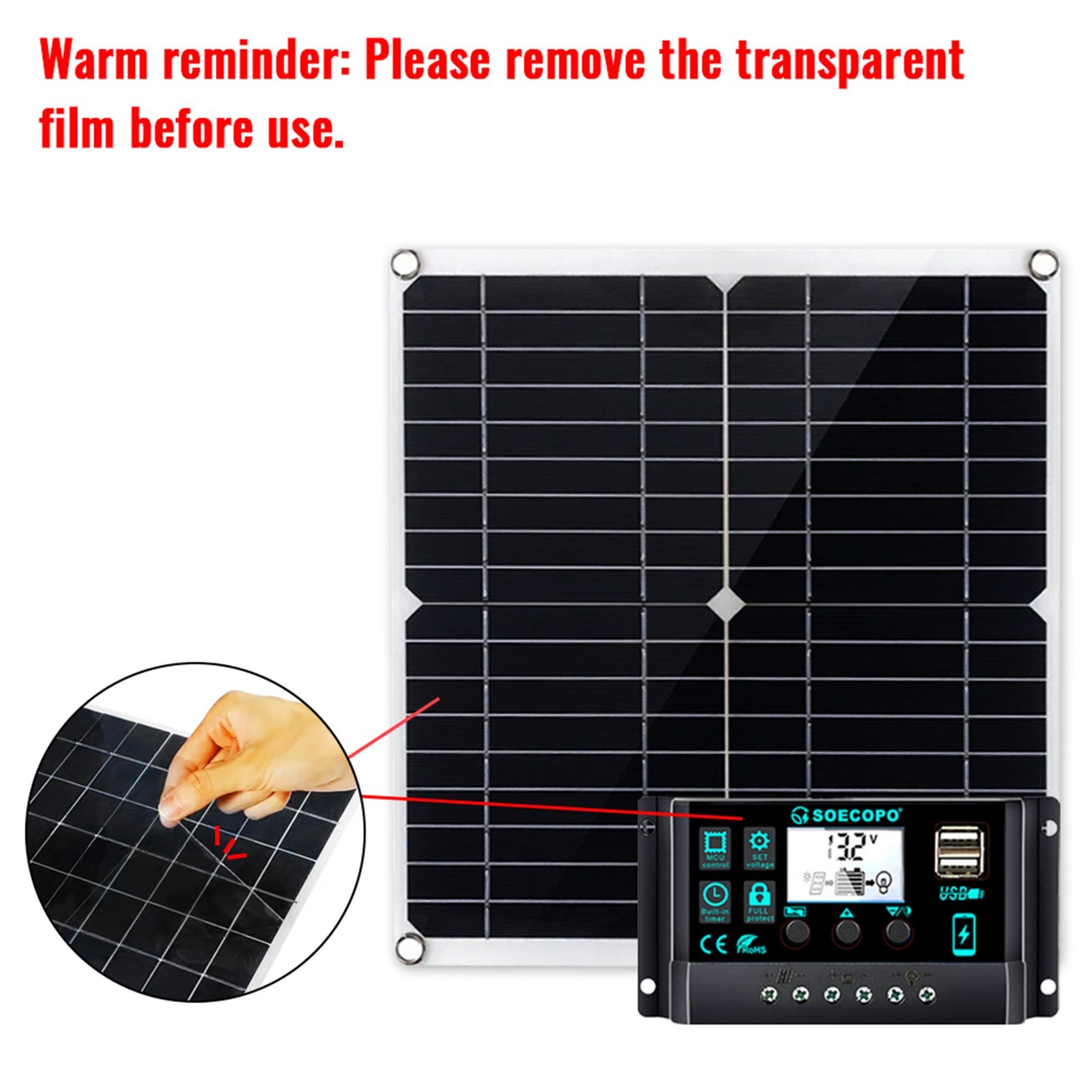 1200W Solar Panel Combo – 4 x 300W + 100A Controller + Y-Cable + Suction Cupsl