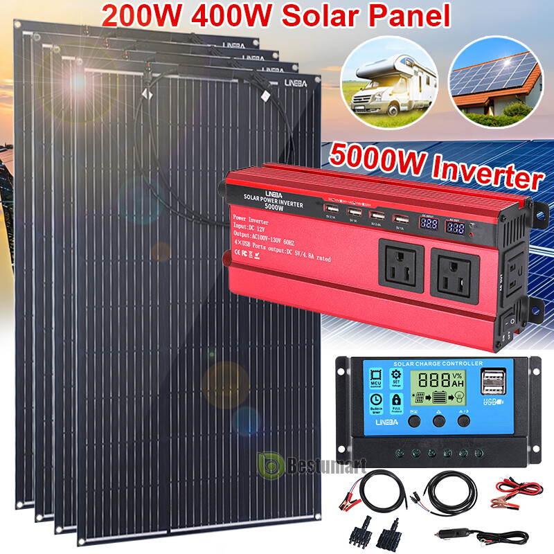 400W Flexible Solar Panel kit Mono Portable Power Camp Home RV Battery Charge 18