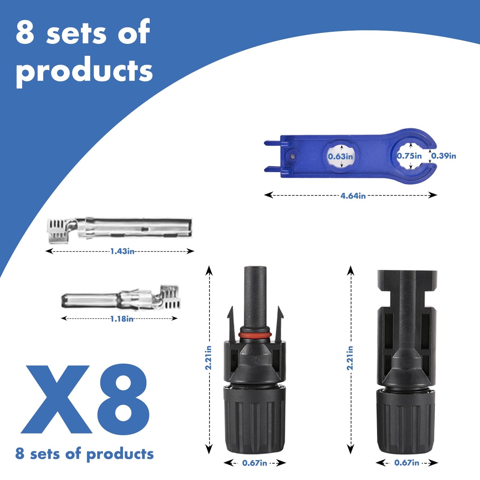 16 PCS Solar Panel Connectors, Male/Female IP67 Waterproof 1000V 30A Solar Ca…