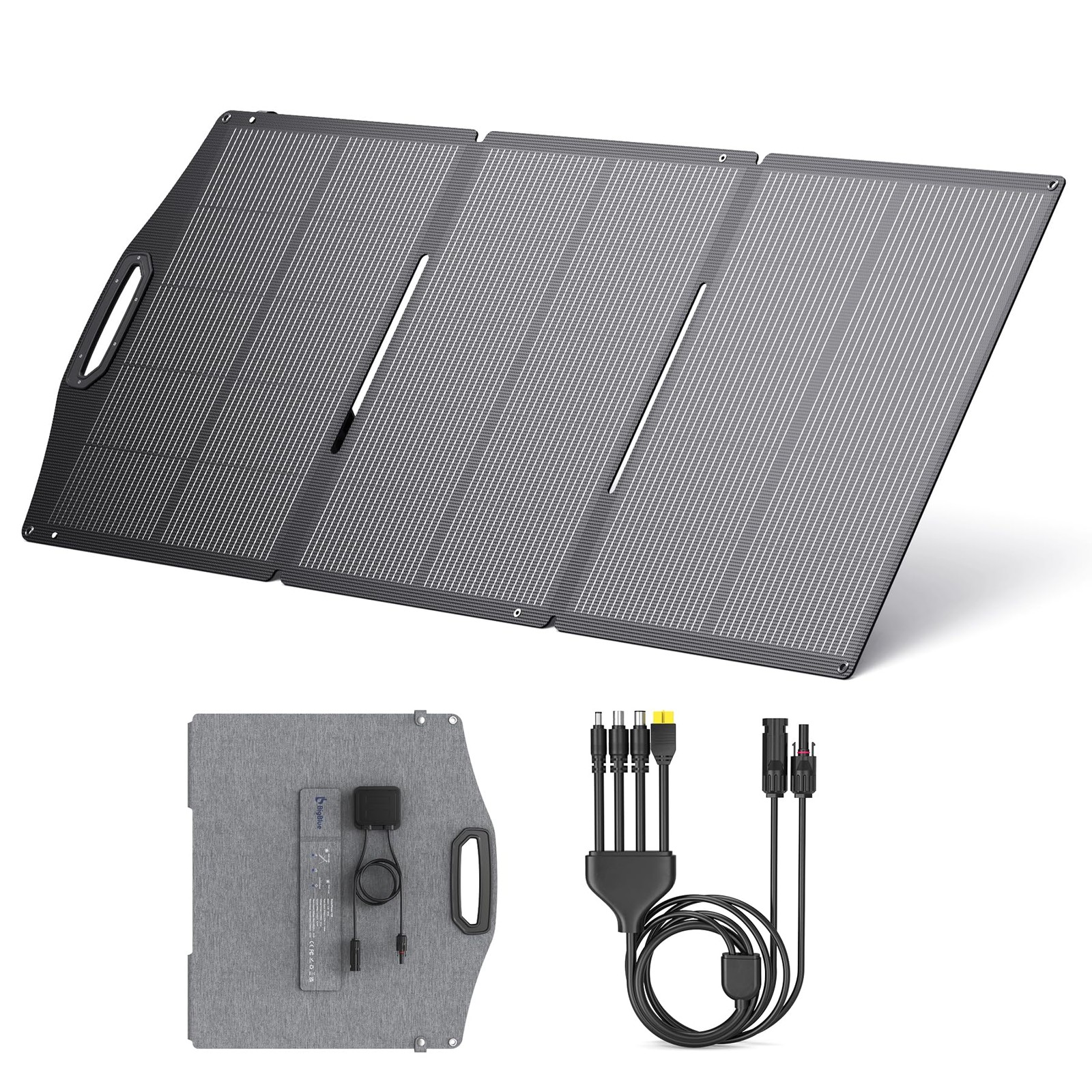 BigBlue 150W Portable Solar Panels with Kickstands, IP68 Waterproof Solar Cha…