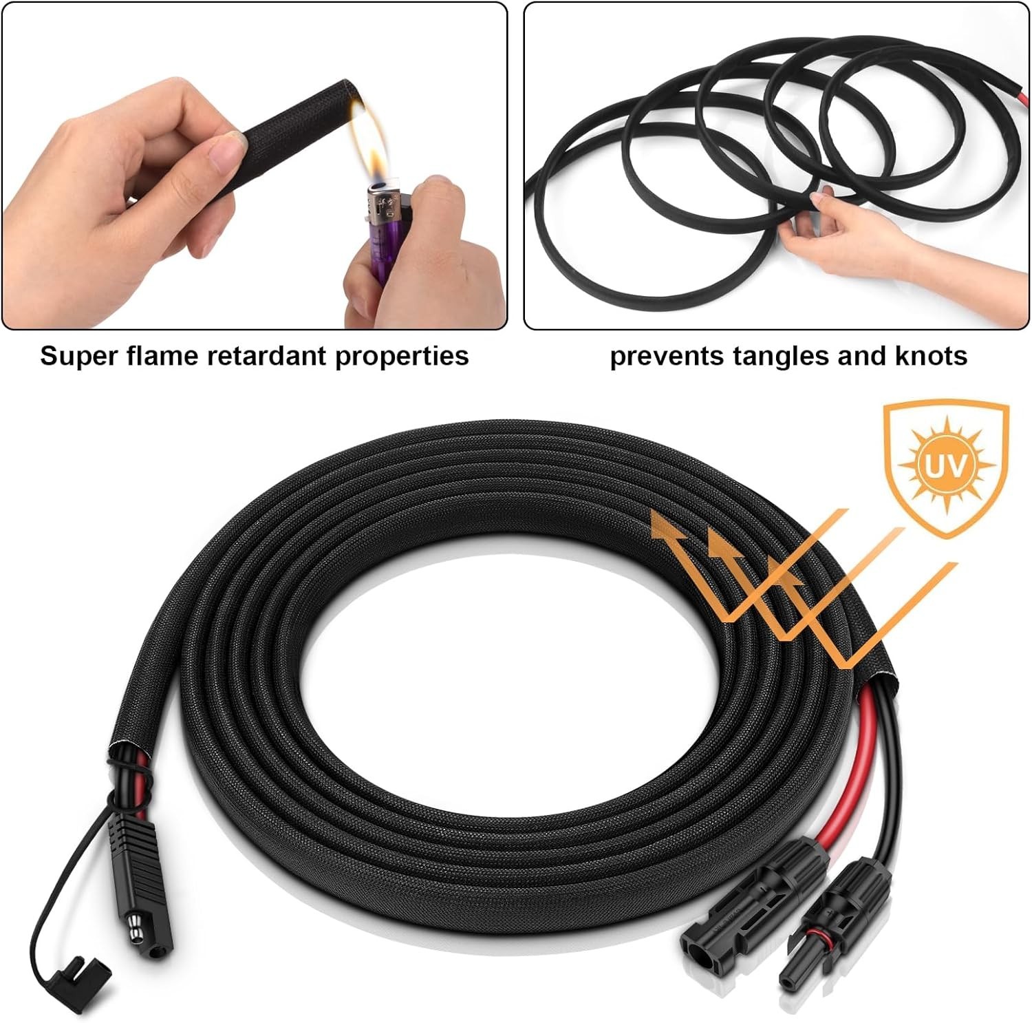 Solar Panel Connector Cable,10AWG SAE to Male & Female Adapter PV Extension C…