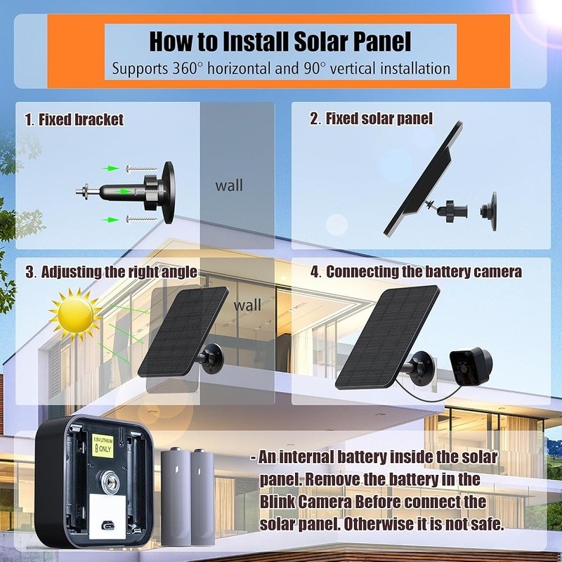 3 Pack Solar Panel Charger Blink Outdoor Camera W/ 360° Mount IP65 Waterproof US