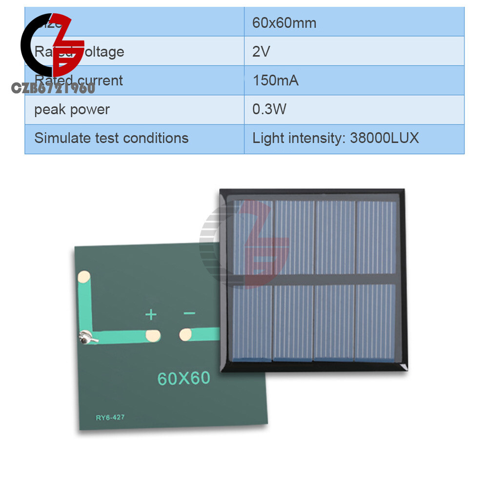 Mini Mono Solar Panel Small Solar Cell PV Module Charger 0.5V/2V/5V/6V/9V/12V