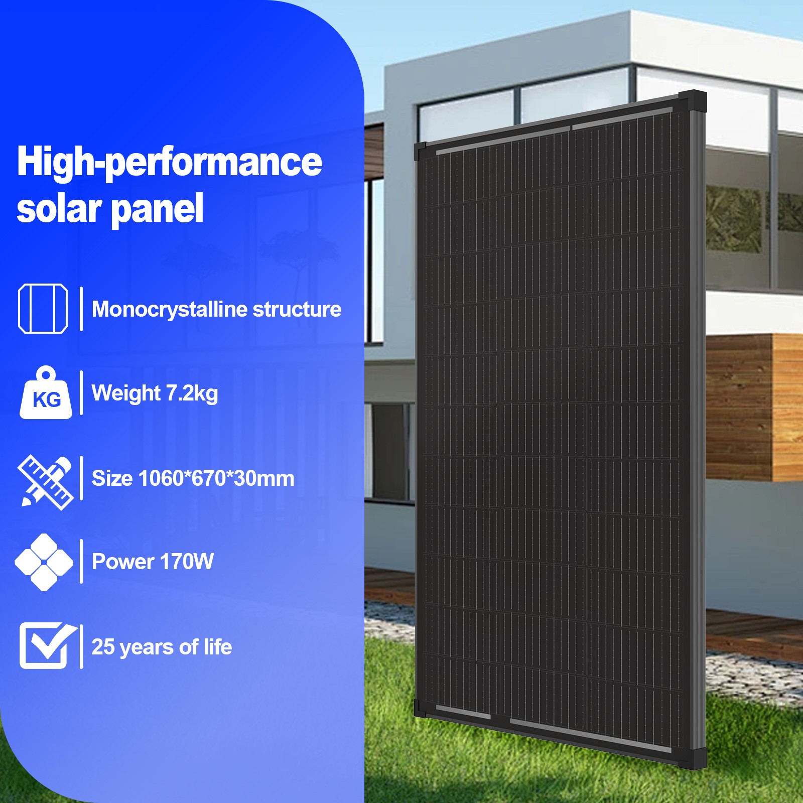 200W Black Solar Panel 12V Solar Battery Home PV Off-Grid Boat Power Charger