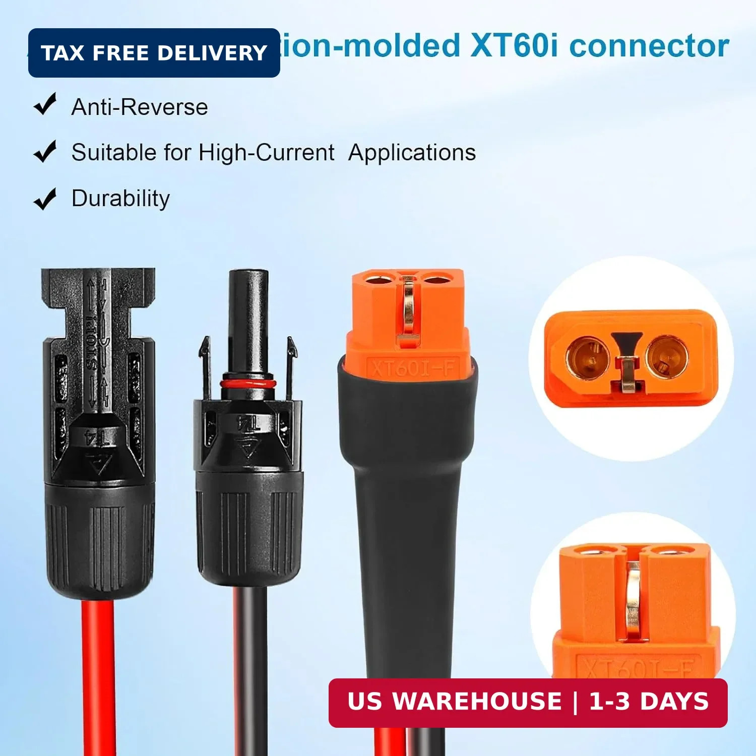 10AWG 15FT Solar to XT60i Extension Cable 3 6 10 35 50 75 100FT Heavy Duty Adapt