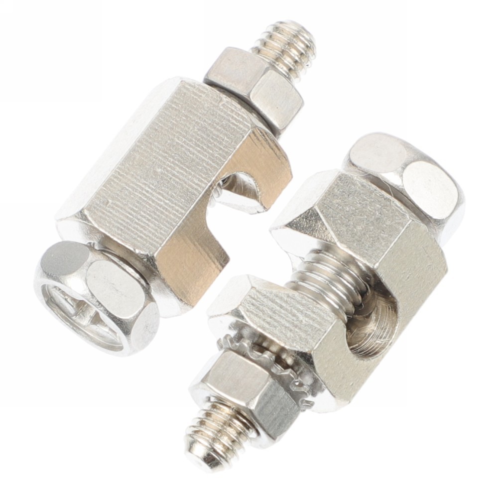 2Pcs Durable Solar Grounding Clip Tin Plated Copper Cable Clamp Silver