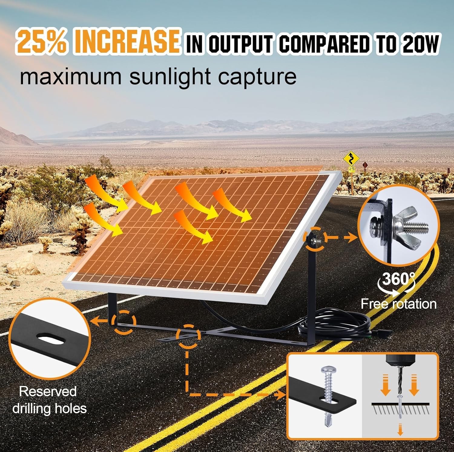 25W Monocrystalline Solar Panel with Adjustable Mount for Easy Installation