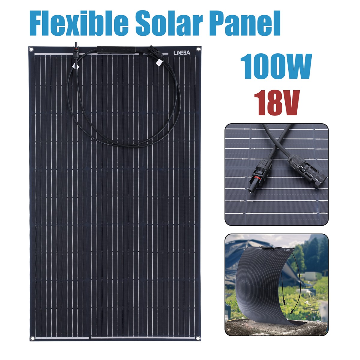 100W 200W Flexible Solar Panel Kit High-Efficiency Home RV Off-Grid 18V Charging