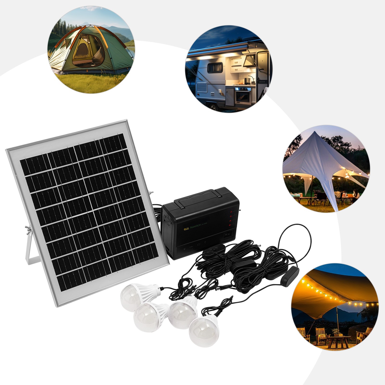 12W Power Station Solar Generator Lighting Kit Solar Light For Home Camping