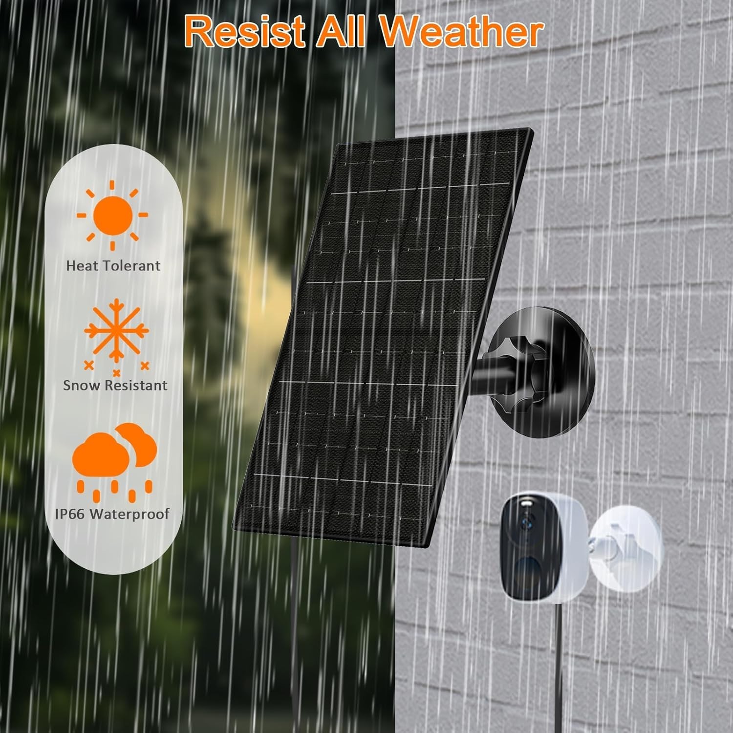 6W Solar Panel for Security Camera Outdoor, 5V USB/USB-C Solar Charger Compat…