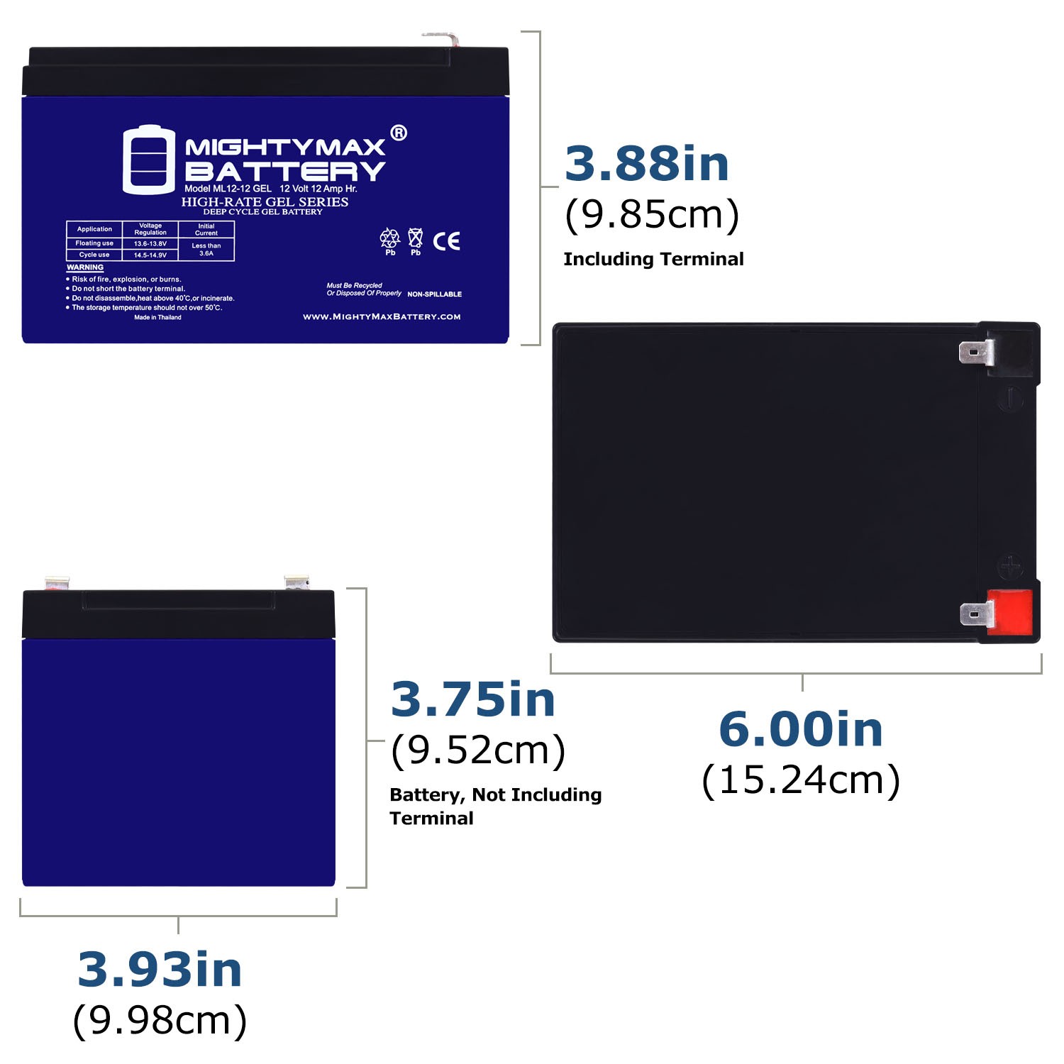 Mighty Max 12V 12AH GEL F2 Battery Compatible with Solar Power Banks – 2 Pack