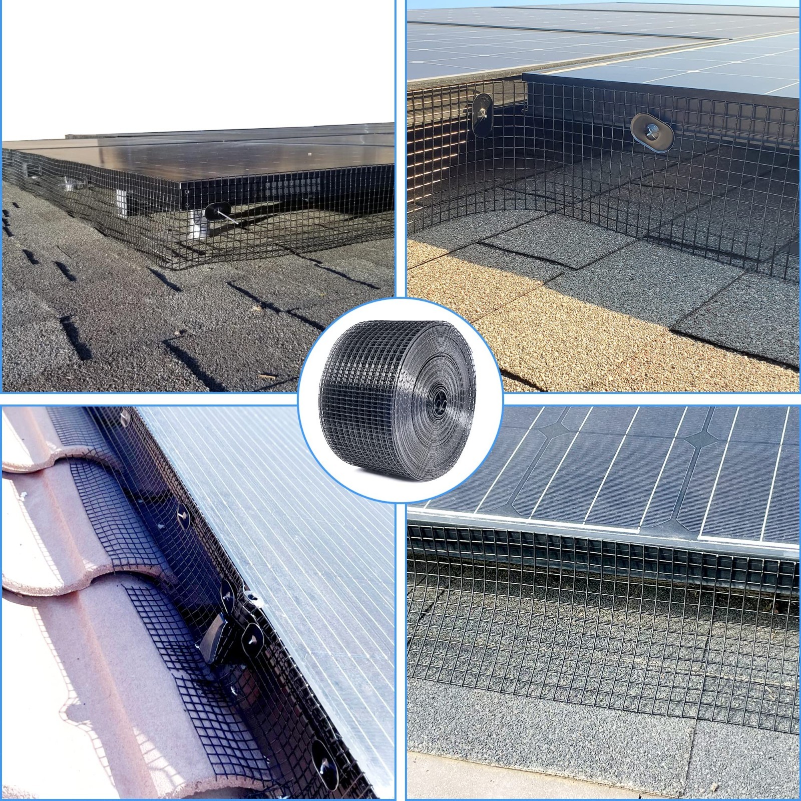 Solar Panel Critter Guard Roll Kit – 6in x 100ft PVC Pigeon Barrier Netting, 120