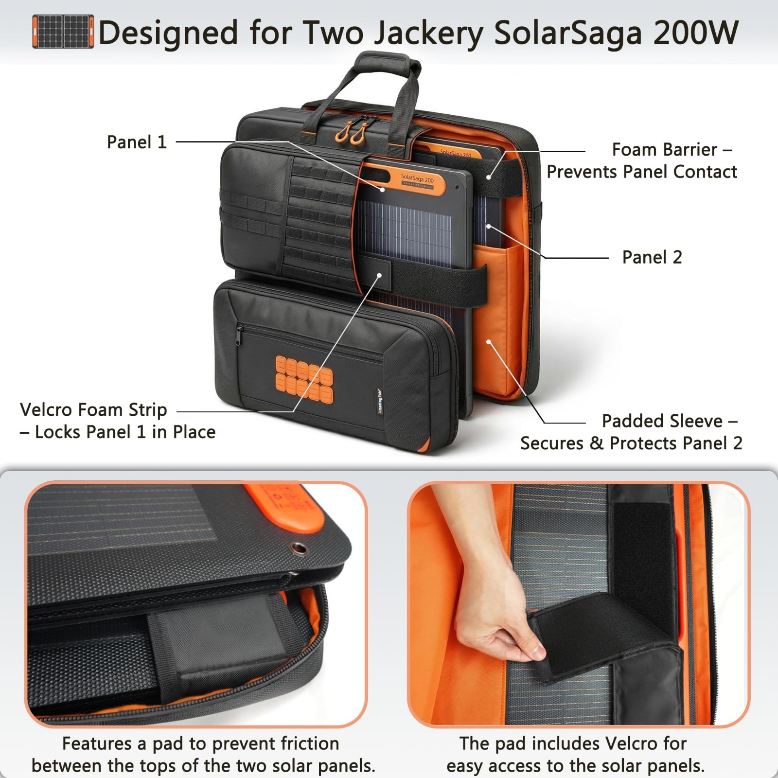 Solar Panel Carrying Bag for 2 Panels, Water-Resistant Storage, 4-in-1 Kit, Prec