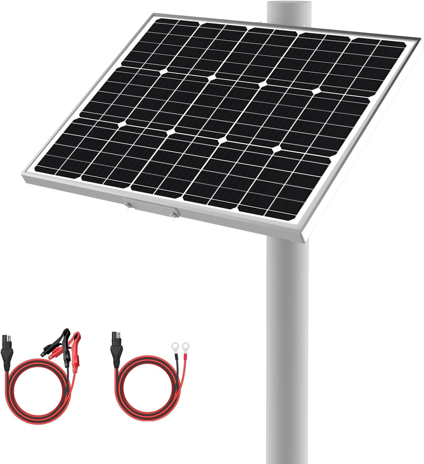 12V Waterproof Solar Battery Trickle Charger & Maintainer – 50 Watts Mono Solar