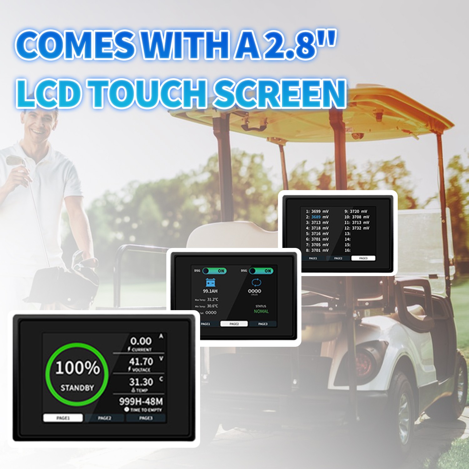 36V 105Ah Golf Cart LiFePO4 Lithium Battery 200A BMS A+Cells with 20A Charger