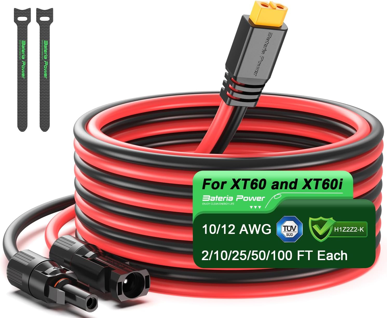 Solar to XT60 Charge Extension Cable 12AWG 20Ft Solar Connector to XT60 Adapter